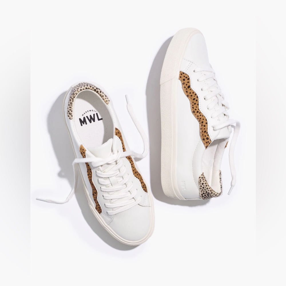 Madewell Sidewalk Low-Top Sneakers in Leather and Calf Hair: Wave Edition